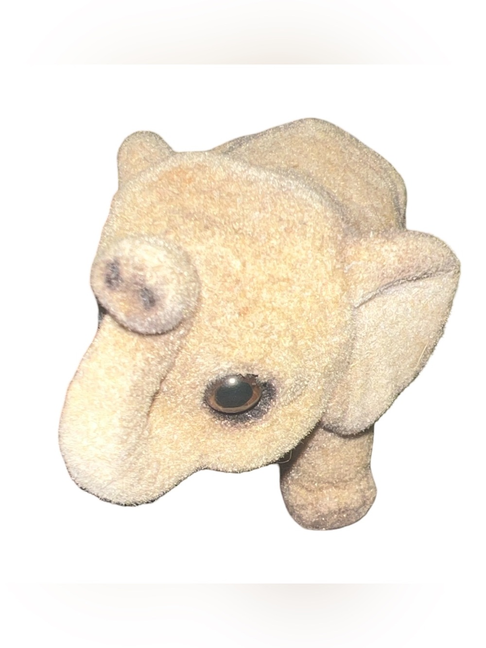 Vintage Josef Originals Flocked Baby Elephant Lucky Trunk Up Miniature Figurine
